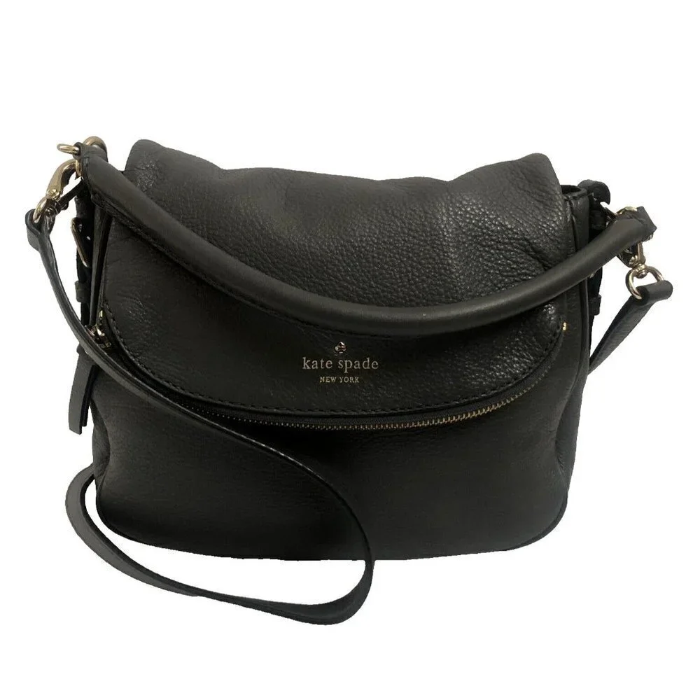 Kate Spade Crossbody Shoulderbag Devin Cobble Hill Smoke Gray Pebble Leather